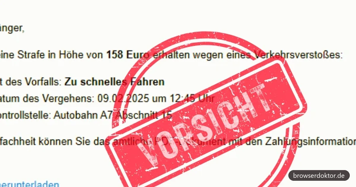 Vorsicht vor gefälschten Bußgeldbescheiden per E-Mail