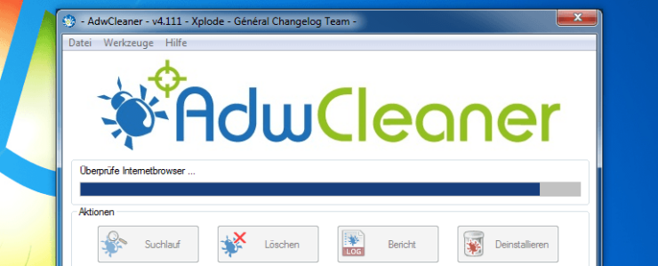 Screenshot: Suchlauf mit AdwCleaner