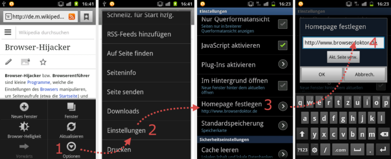Android Browser-Startseite festlegen