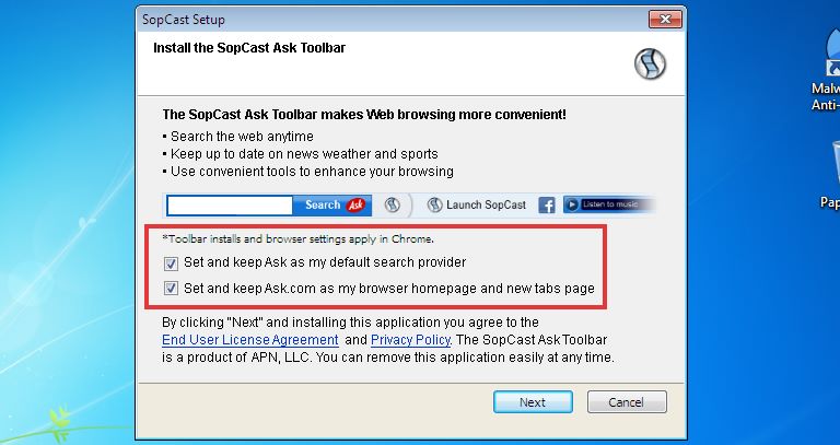 In diesem Beispiel soll die Ask Toolbar installiert werden Ask Toolbar installieren