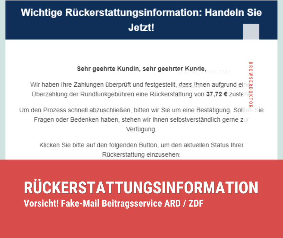 Beitragsservice Rückerstattung E-Mail