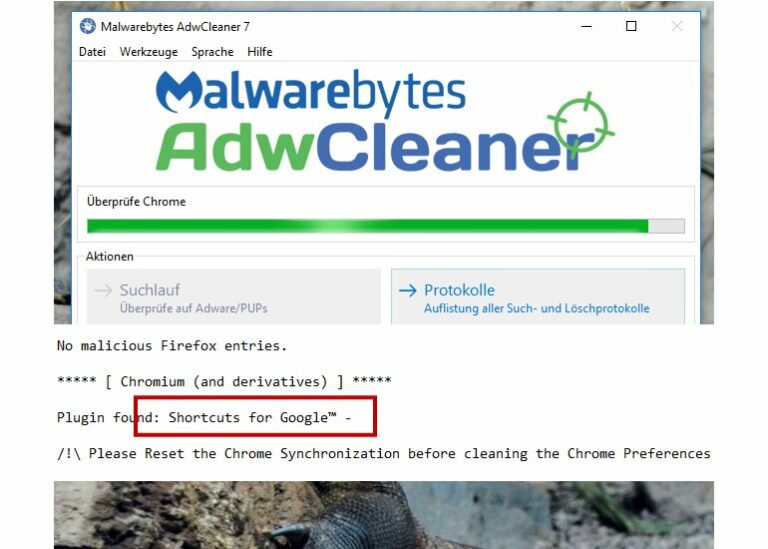 Chrome Ad-injection: Adwcleaner meldet Google Shortcuts Erweiterung als schädlich