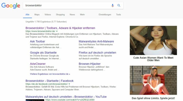Chrome Ad-injection in der Google-Suche