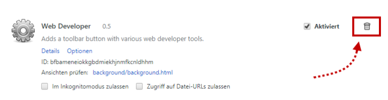 Chrome Ad-injection über die Web Developer Toolbar