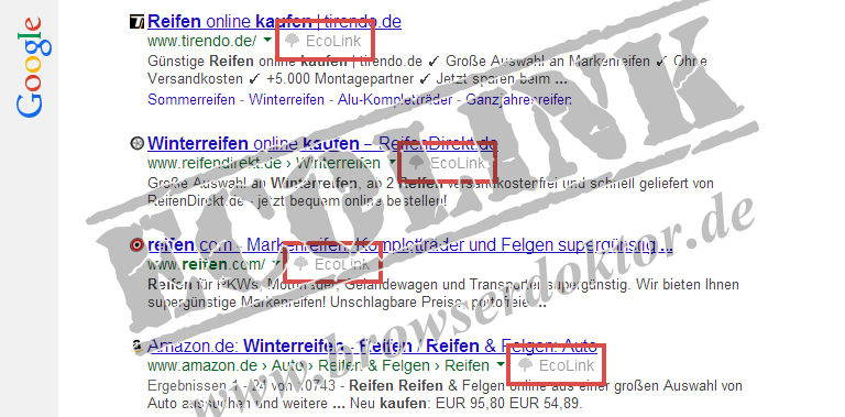 EcoLinks aus Google entfernen