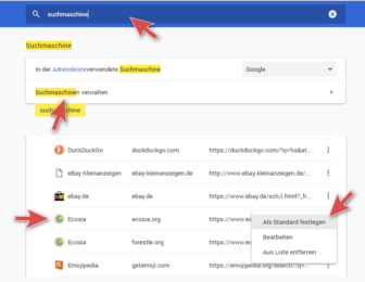 Standardsuchmaschine im Chrome ändern