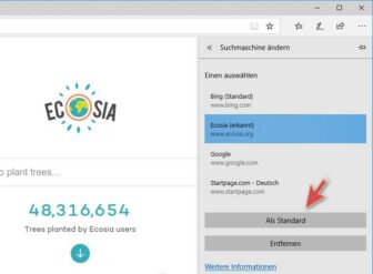 Ecosia im Edge Erowser zur Standardsuche machen