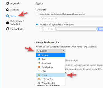 Ecosia zur Standardsuchmaschine im Firefox machen