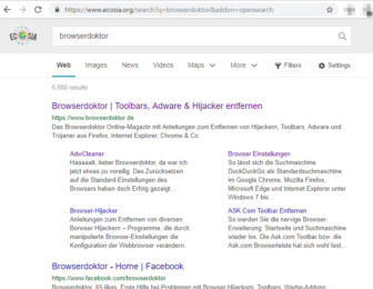 Suche mit Ecosia im Google Chrome