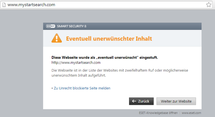 Sicherheit: ESET Smart Security blockiert MyStartSearch