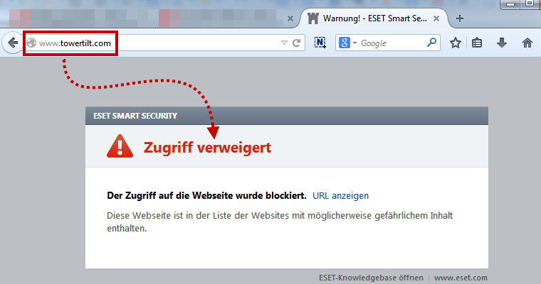 ESET blockt TowerTilt.com