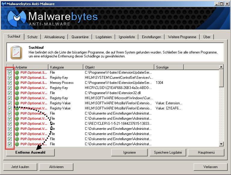 Malwarebytes Free findet und entfernt weitere Eazel Schadsoftware
