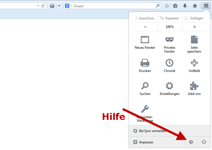 Etwas versteckt der Weg zum Firefox Reset Etwas versteckt der Weg zum Firefox Reset