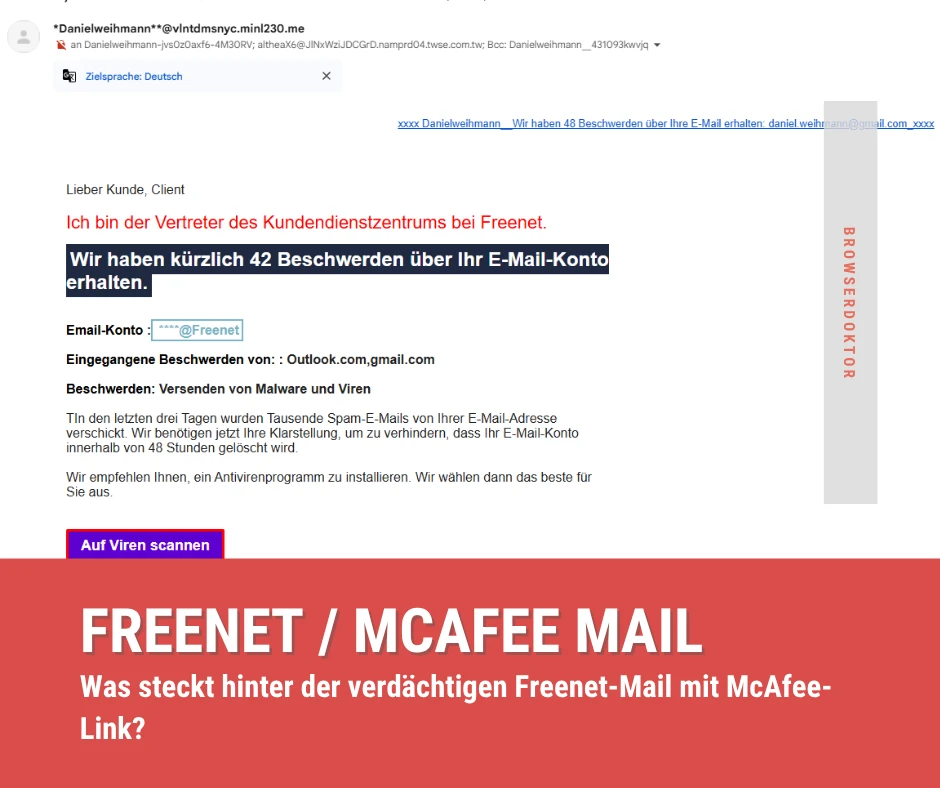 Freenet / Mcafee Spam Mail