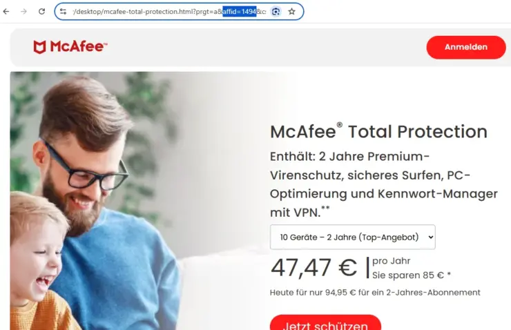 Eine verdächtige Mail im Freenet-Stil behauptet, deine Adresse habe Beschwerden wegen Spam verursacht – und empfiehlt einen McAfee-Virenscan. Doch die Mail ist ein Trick: Sie enthält nur einen versteckten Affiliate-Link. Wir zeigen, was dahinter steckt und wie du solche Mails erkennst.