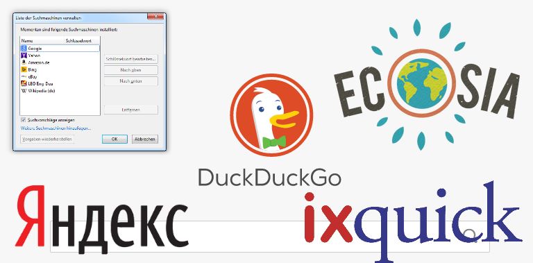 Google Alternativen für den Firefox