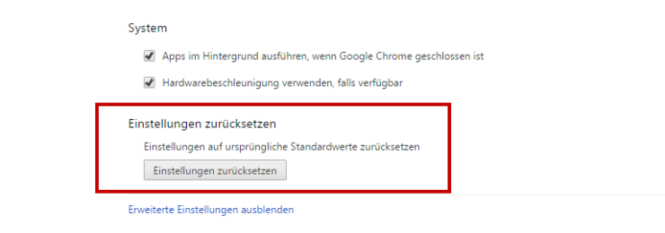 Google Chrome Reset (zurücksetzen) Google Chrome Reset (zurücksetzen)