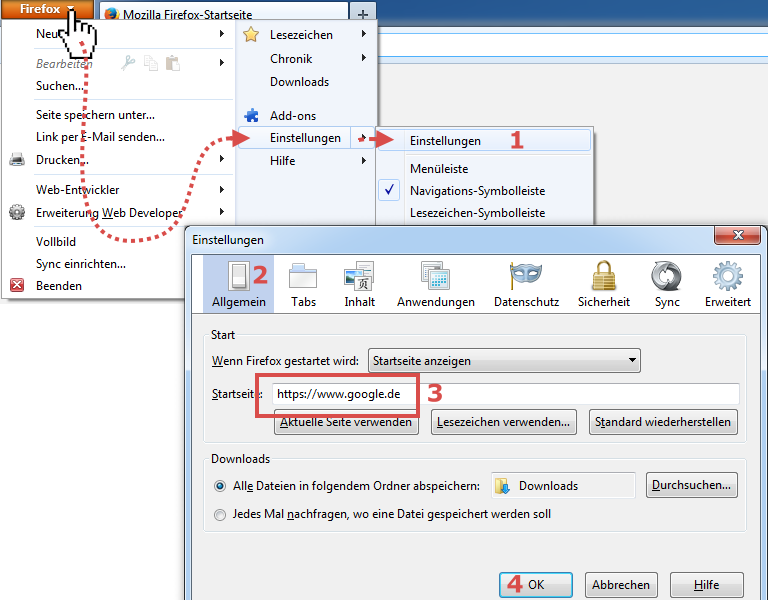 Google Als Startseite Festlegen Anleitung Fur Firefox Co Bei Windows