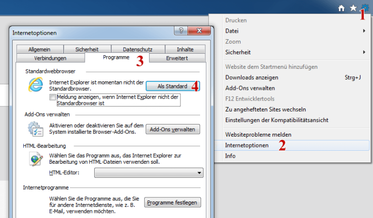 Internet Explorer 11 als Standardbrowser festlegen