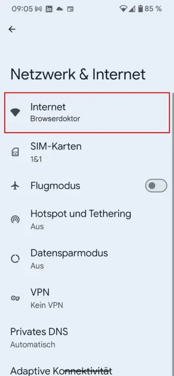 Netzwerk & Internet, WLAN auswählen