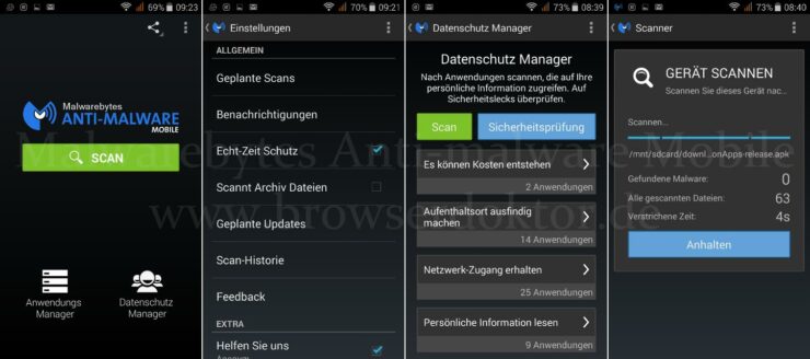 Screenshots Malwarebytes Mobile