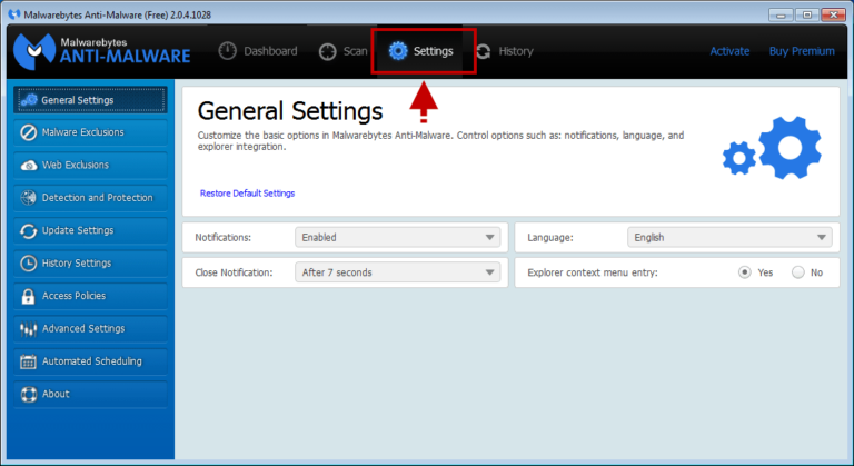 Malwarebytes Anti-Malware Settings