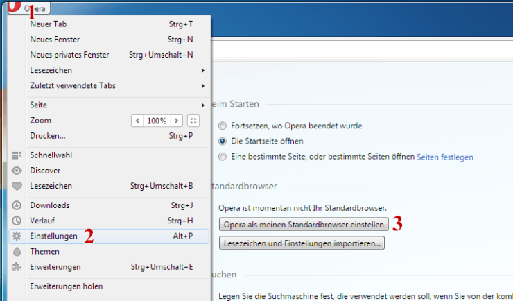 Opera als Standardbrowser festlegen