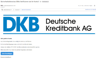 Phishing-Mail mit vermeintlichen Absender DKB