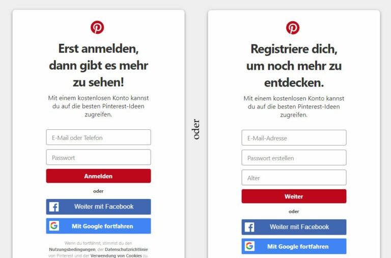 Pinterest Login / Anmeldung