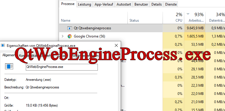 QtWebEngineProcess.exe im Taskmanager unter Windows 10