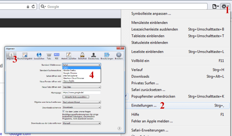 Safari als Standardbrowser festlegen