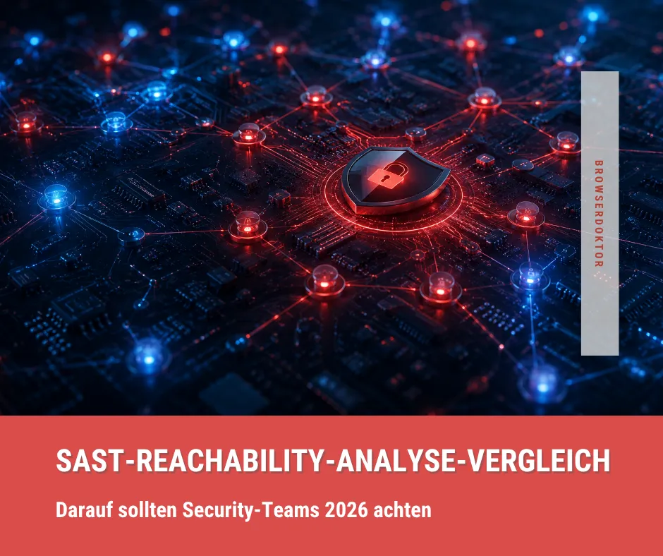 Abstrakte Darstellung eines Code-Sicherheits-Scans: leuchtende Netzwerk-Knoten auf dunklem Hintergrund