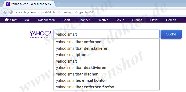 Search Yahoo Community Smartbar entfernen
