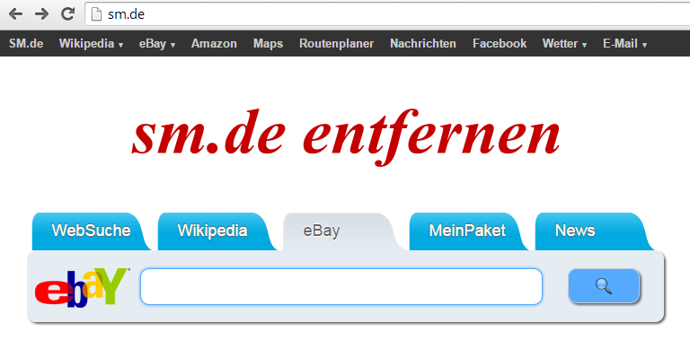 Startseite und Suchmaschine sm.de entfernen