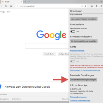 Standardsuchmaschine im Edge Browser von Google auf Bing umstellen – Schritt 2