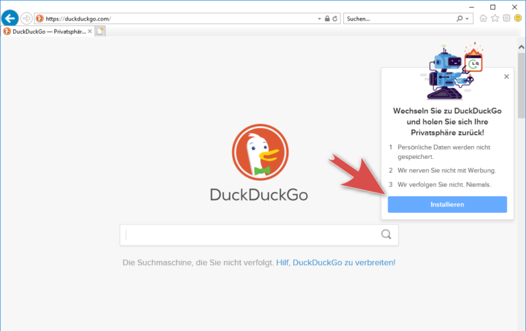 DuckDuckGo als Standardsuchmaschine Internet Explorer 11 einstellen