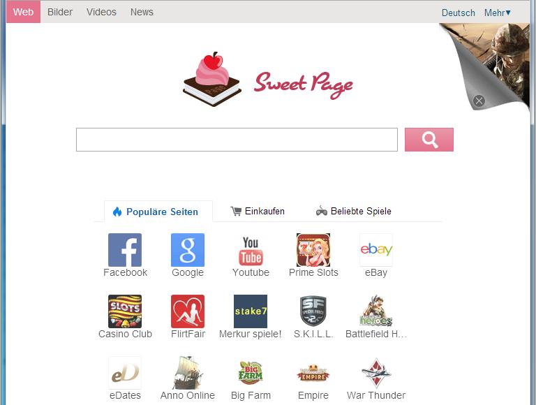 Screenshot: Sweet-Page Suchmaschine
