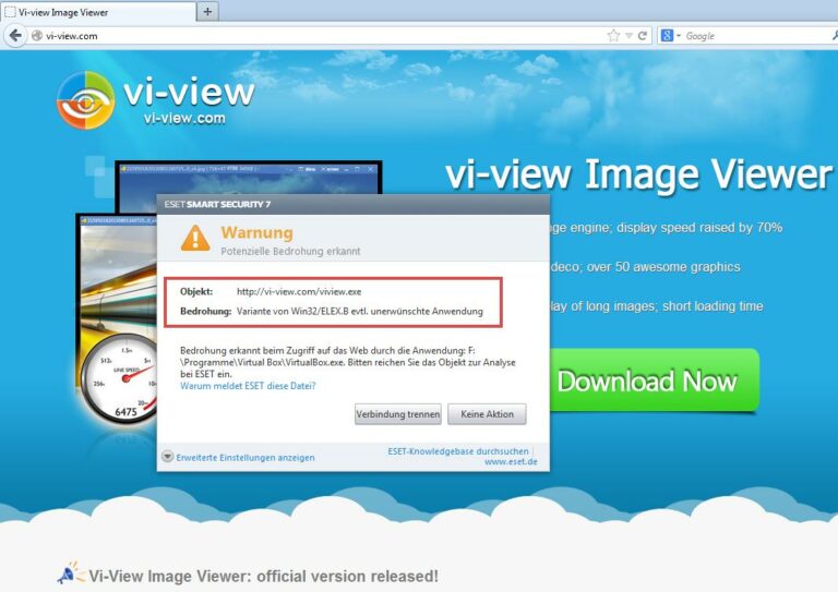 ESET Smart Security blockiert den Download von vi-view.com