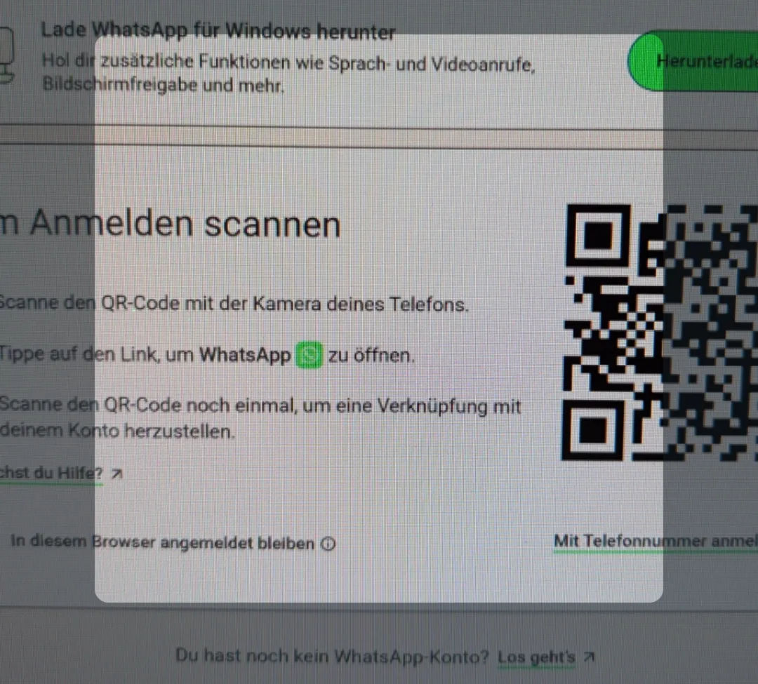 Gerät hinzufügen in WhatsApp: QR-Scanner zum Koppeln mit dem PC oder Laptop