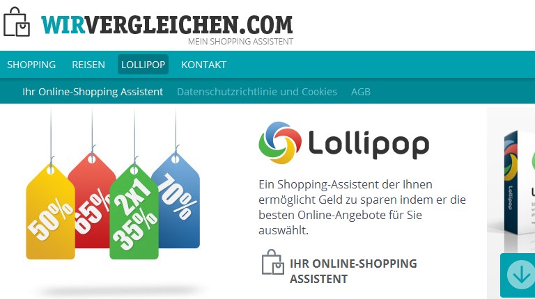 Screenshot: wirvergleichen.com (Lollipop Network) Screenshot: wirvergleichen.com (Lollipop Network)