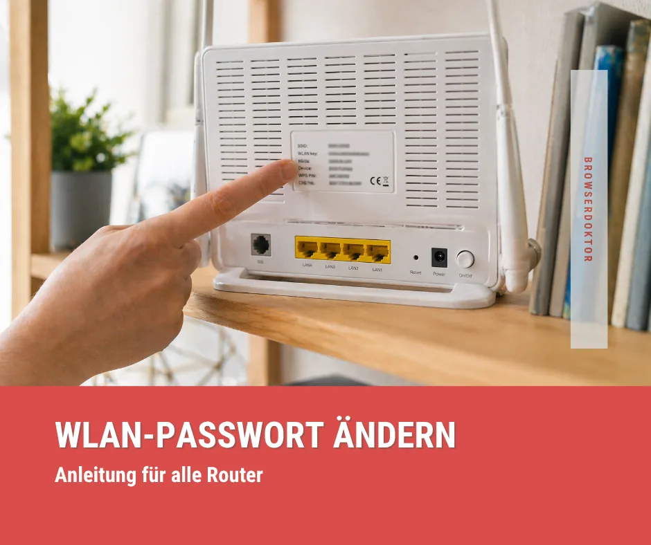 WLAN-Passwort ändern - Router mit Finger auf Rückseite
