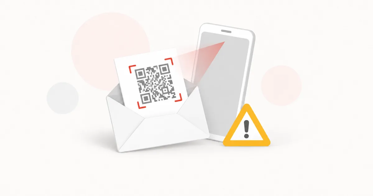 Brief im Briefkasten, daneben ein Smartphone, das einen QR-Code scannt